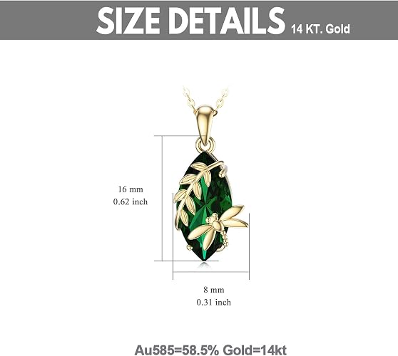 14k Solid Gold Dragonfly Pendant Necklaces for Women Necklaces Gold Jewelry Present for Wife Girlfriend Mother