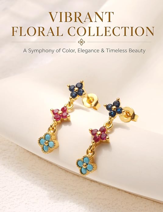 Dainty Gold Jewelry Set for Women Trendy 14K Gold Plated Clover Pendant Choker Charm Necklaces for Women Dangle Earrings Lucky Gift for Her