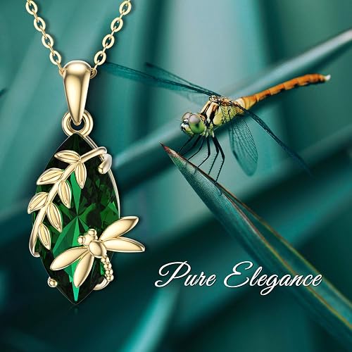 14k Solid Gold Dragonfly Pendant Necklaces for Women Necklaces Gold Jewelry Present for Wife Girlfriend Mother